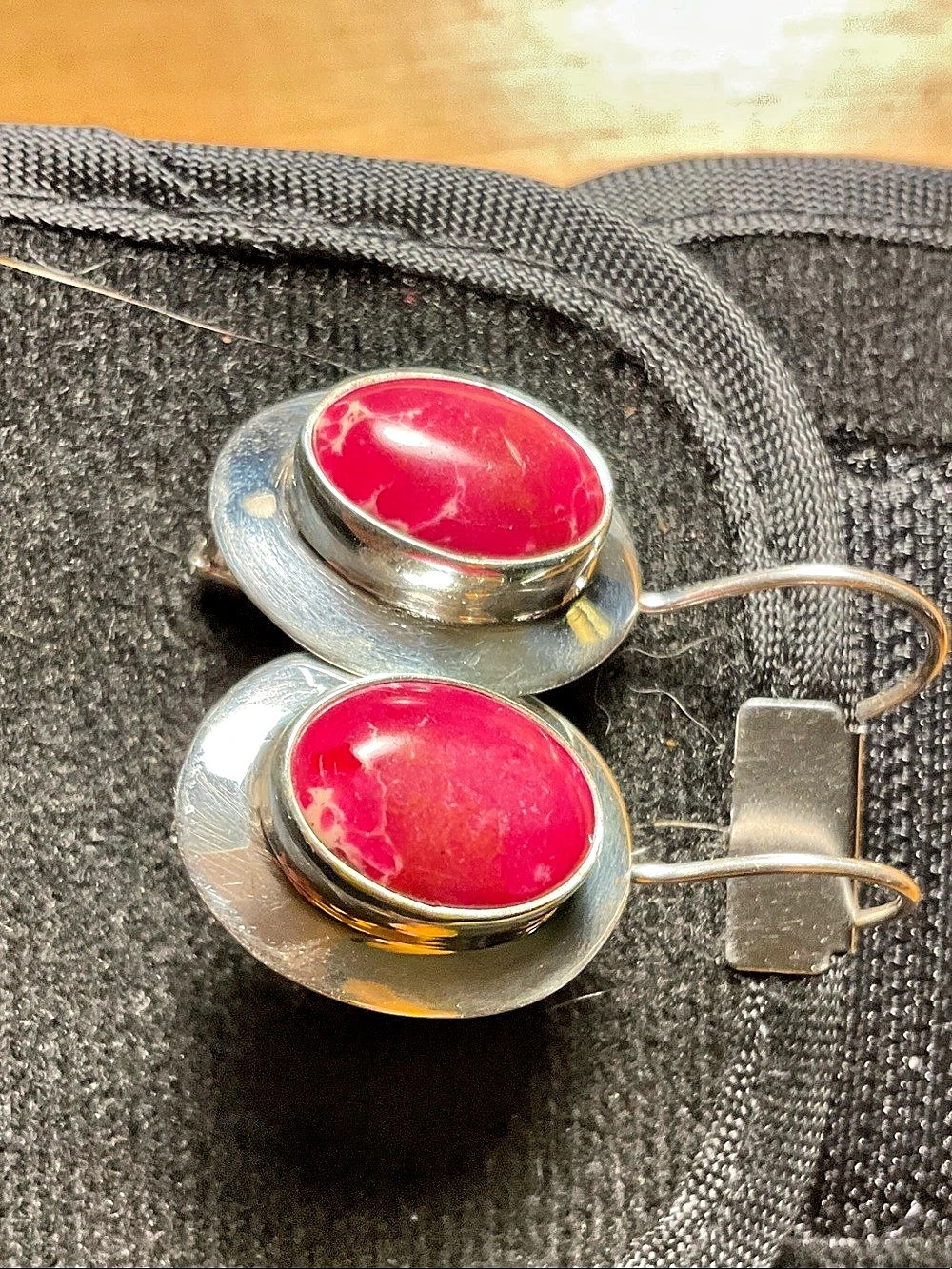 Silver 7.5 grams Red Gemstone Drop Earrings
